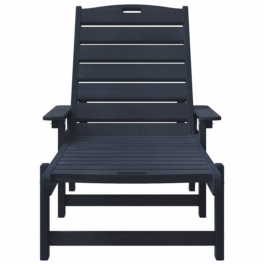 Sun Lounger with Cushion Navy 73.5 x 92 x 90cm HDPE